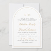 Invitation Élégance classique Script Monogram Arch Mariage (Devant)