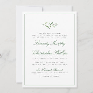 Invitation Élégance Classique Script Simple Mariage de verdur