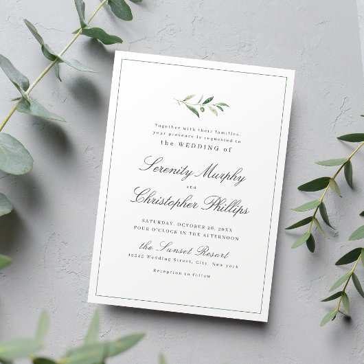 Invitation Élégance Classique Script Simple Mariage de verdur