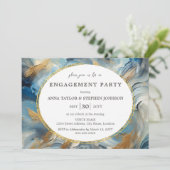 Invitation Élégance contemporaine : Fiançailles d'or bleu bla (Debout devant)