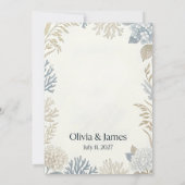 Invitation Élégance Côtière Mariage Botanique et Corail (Dos)
