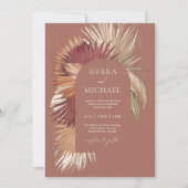 Invitation Élégance Côtière Palmiers Éventails Bohème Tropica (Devant)