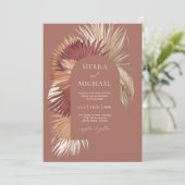 Invitation Élégance Côtière Palmiers Éventails Bohème Tropica (Debout devant)