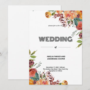 Invitation Élégance dans le Mariage en fleur