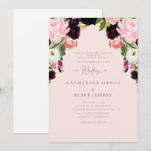 Invitation Élégance dans le Mariage floral Air Blush (Devant / Derrière)