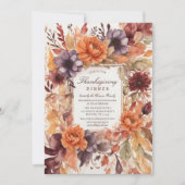 Invitation Elégance d'automne Aquarelle Florale Thanksgiving (Devant)