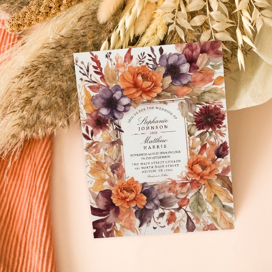 Invitation Elégance d'automne Aquarelle Mariage floral