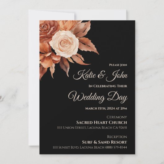 Invitation Elégance d'automne de l'aquarelle Mariage- (Devant)