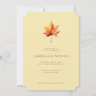 Invitation Élégance de feuille aquarelle beige chaud