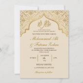 Invitation Élégance de la Mosquée d'Or Mariage Musulman Nikah (Devant)