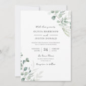 Invitation Elégance de la verdure : Mariage de feuille d'aqua (Devant)