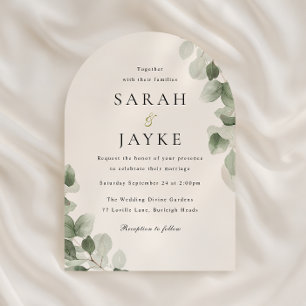 Invitation Élégance de l'arche de mariage à feuille verte aqu