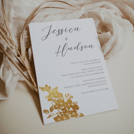 Invitation Elégance de luxe : Beau Mariage blanc & or