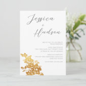Invitation Elégance de luxe : Beau Mariage blanc & or (Debout devant)