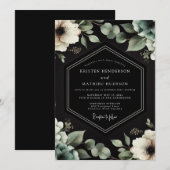 Invitation Élégance de mariage à l'anémone de charbon (Devant / Derrière)
