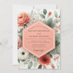 Invitation Élégance de mariage botanique corail