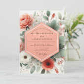 Invitation Élégance de mariage botanique corail (Debout devant)