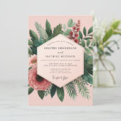 Invitation Élégance de mariage botanique corail (Debout devant)