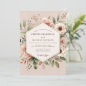 Invitation Élégance de mariage botanique rose tendre (Debout devant)