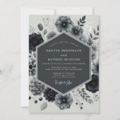 Invitation Élégance de mariage Charcoal Bloom (Devant)