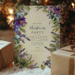 Invitation Élégance de Noël Poinsettia pourpre