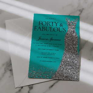 Invitation Élégance de robe argentée 40 & Fabuleux ! 40e anni