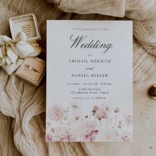 Invitation Élégance divine : Jardin bleu Mariage floral