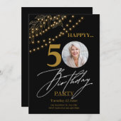 Invitation Elégance d'or : 50e anniversaire (Devant / Derrière)