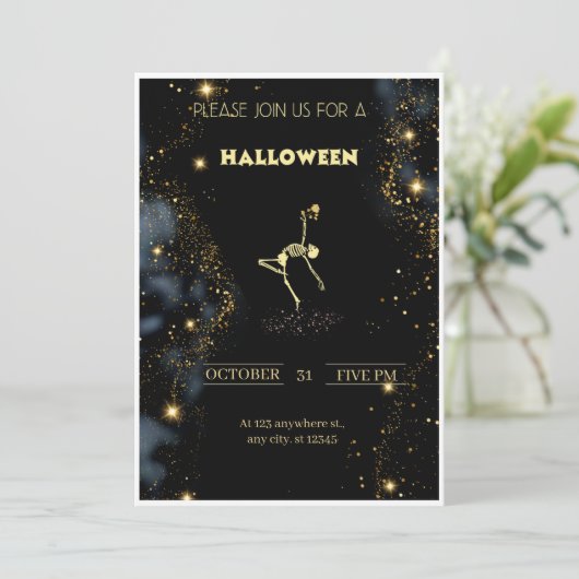 Invitation Élégance Dorée - Dévoilez les Secrets de la Nuit ! (Debout devant)