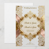 Invitation Élégance Dorée – Faire-Part de Mariage (Devant / Derrière)