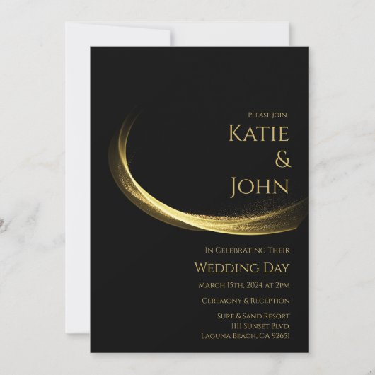Invitation Élégance Dorée-Mariage- (Devant)