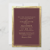 Invitation Elégance dorée métallique et Mariage bourguignon (Devant)