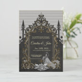 Invitation Elégance en argent et noir. (Debout devant)