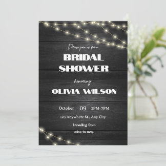 Invitation Élégance en bois : Mariage rustique avec lumières 