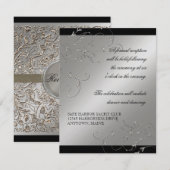 Invitation Élégance en noir tie, Cartons d'invitation de réce (Devant / Derrière)