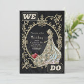 Invitation Élégance en or et noir. (Debout devant)