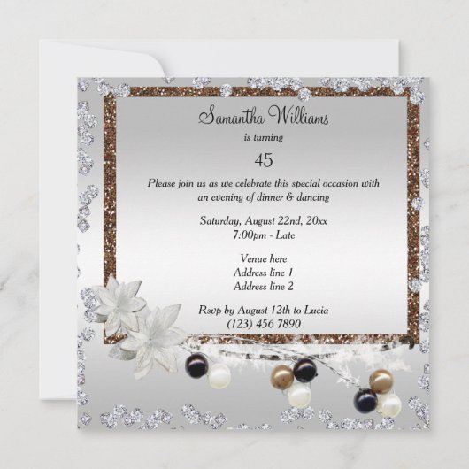 Invitation Elégance encadrée 45e anniversaire (Dos)