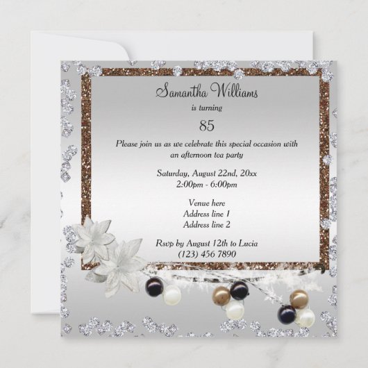 Invitation Elégance encadrée 85e anniversaire (Dos)