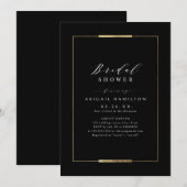 Invitation Élégance encadrée, simple et moderne, pour une dou (Devant / Derrière)