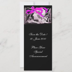 INVITATION ÉLÉGANCE ET BEAUTÉ / FEMME AU RUBAN ROSE ET AUX FL