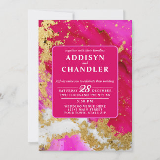 Invitation Élégance Ethérée : Mariage rose chaud inspiré de l