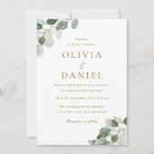 Invitation Élégance Feuille verte Mariage moderne (Devant)