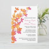 Invitation Élégance Feutrée En Mariage Rose Orange Jaune (Debout devant)