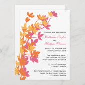 Invitation Élégance Feutrée En Mariage Rose Orange Jaune (Devant / Derrière)