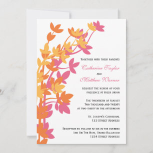 Invitation Élégance Feutrée En Mariage Rose Orange Jaune