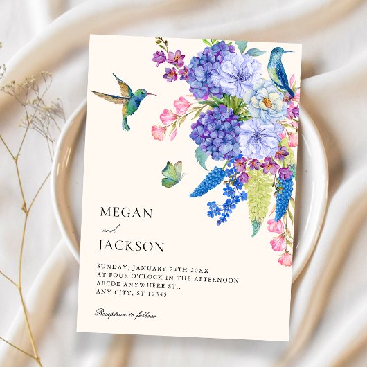 Invitation Elegance floral bird wedding 
