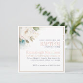 Invitation Élégance florale avec baptême de croix (Debout devant)