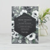 Invitation Élégance florale charbon mariage (Debout devant)