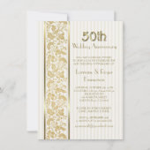 Invitation Élégance florale dorée 50e anniversaire de mariage (Devant)