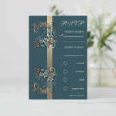 Invitation Élégance florale dorée RSVP (Debout devant)